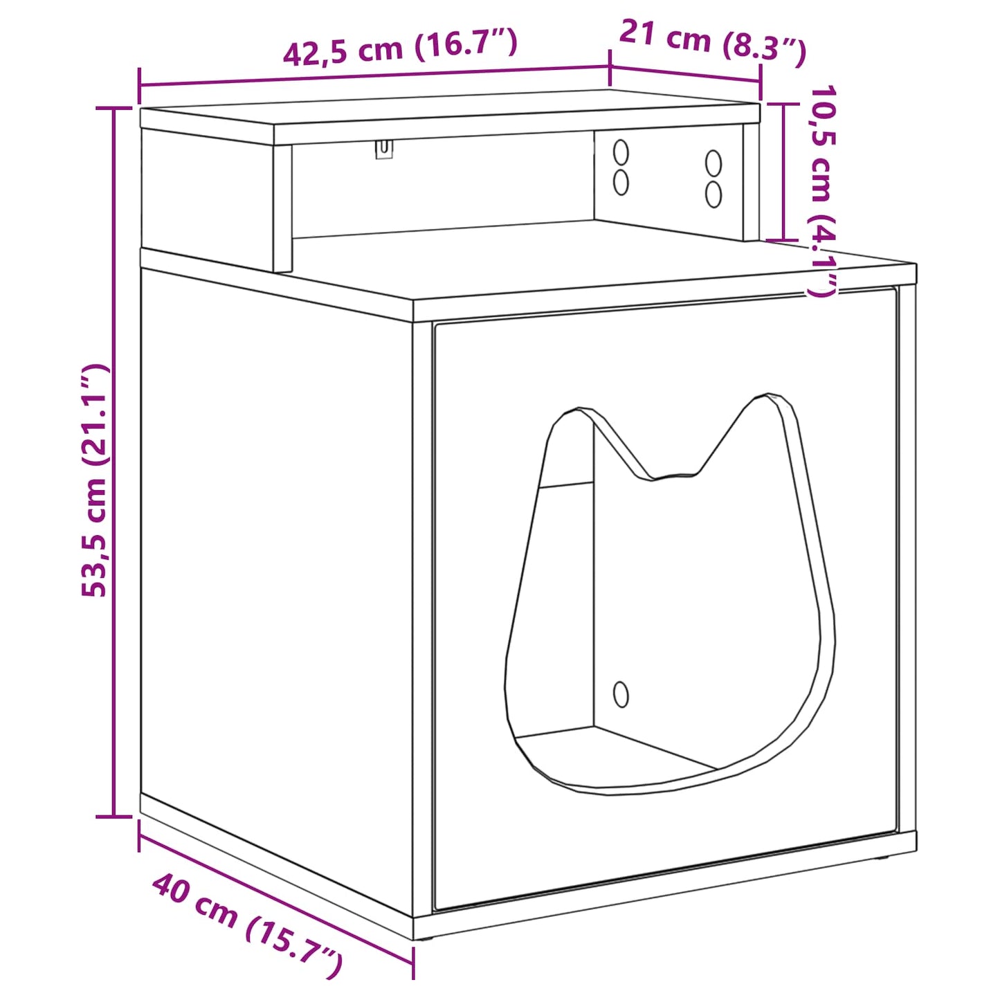 Katzenhaus Geräucherte Eiche 42,5 x 40 x 53,5 cm Holzwerkstoff