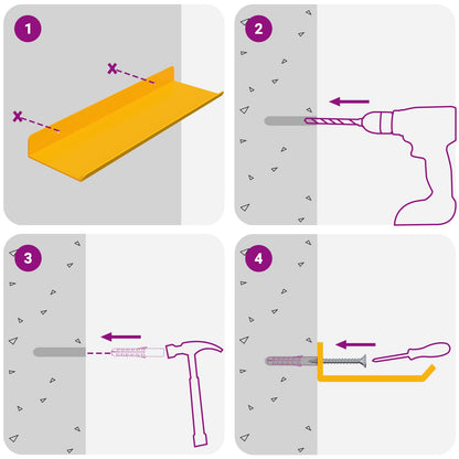 Schwebendes Regal 2 pcs Senfgelb 30 x 9 x 2,5 cm Stahl