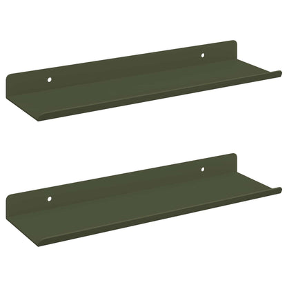 Schwebendes Regal 2 pcs Olive Grün 30 x 9 x 2,5 cm Stahl