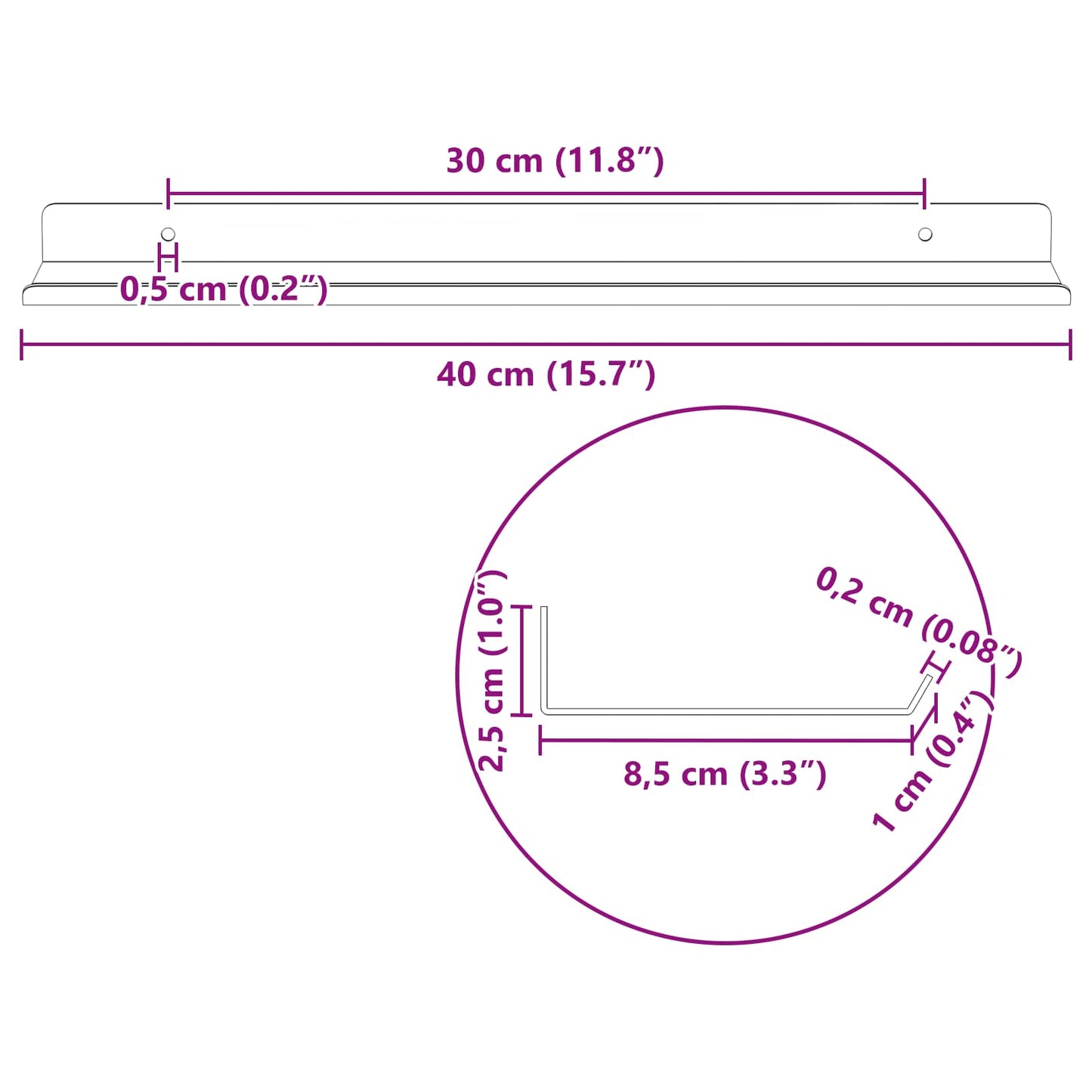 Schwebendes Regal 2 pcs Anthrazit 40 x 9 x 2,5 cm Stahl