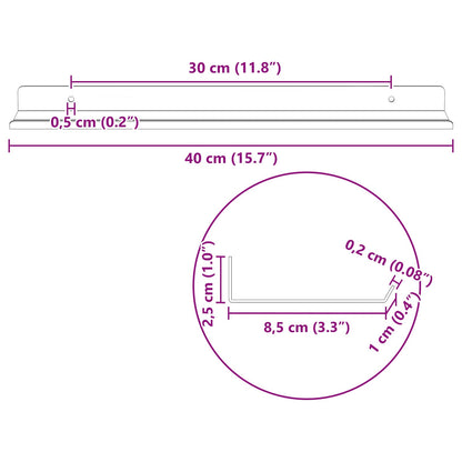 Schwebendes Regal 2 pcs Anthrazit 40 x 9 x 2,5 cm Stahl