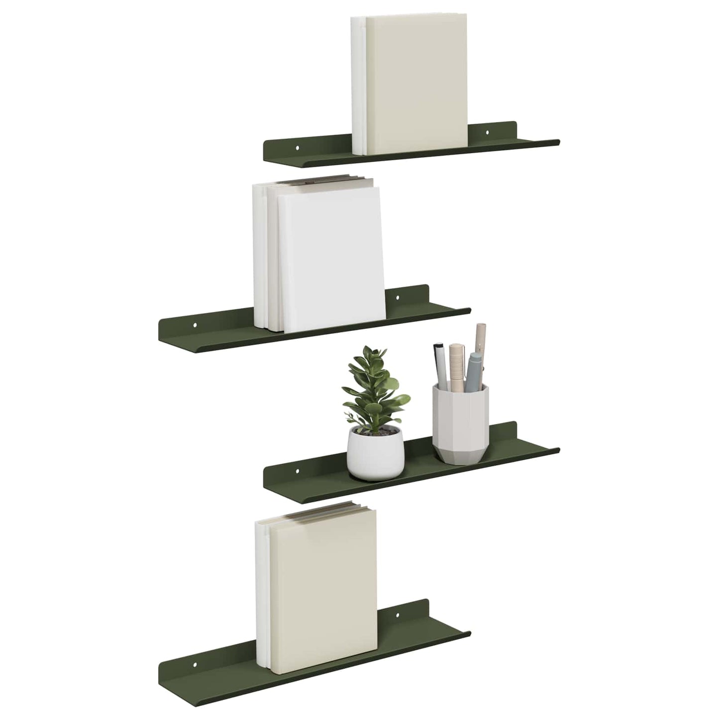 Schwebendes Regal 4 pcs Olive Grün 40 x 9 x 2,5 cm Stahl