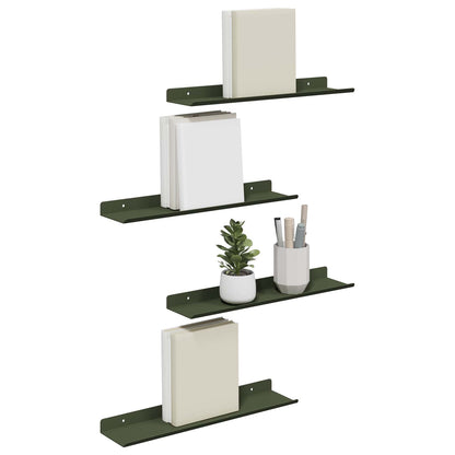 Schwebendes Regal 4 pcs Olive Grün 40 x 9 x 2,5 cm Stahl
