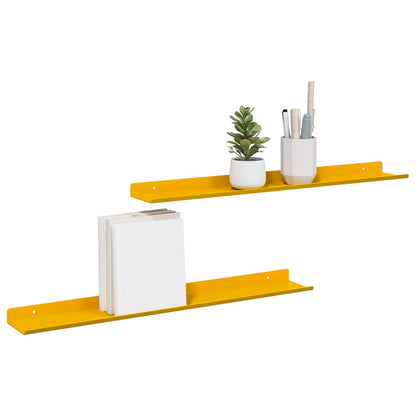 Schwebendes Regal 2 pcs Senfgelb 60 x 9 x 2,5 cm Stahl