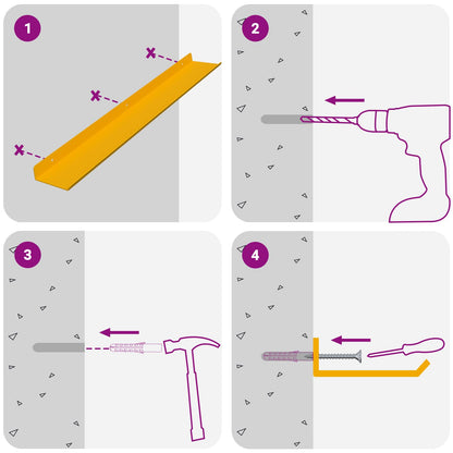 Schwebendes Regal 4 pcs Senfgelb 60 x 9 x 2,5 cm Stahl