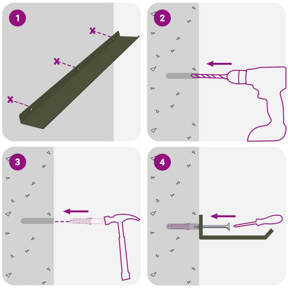 Schwebendes Regal 2 pcs Olive Grün 60 x 9 x 2,5 cm Stahl