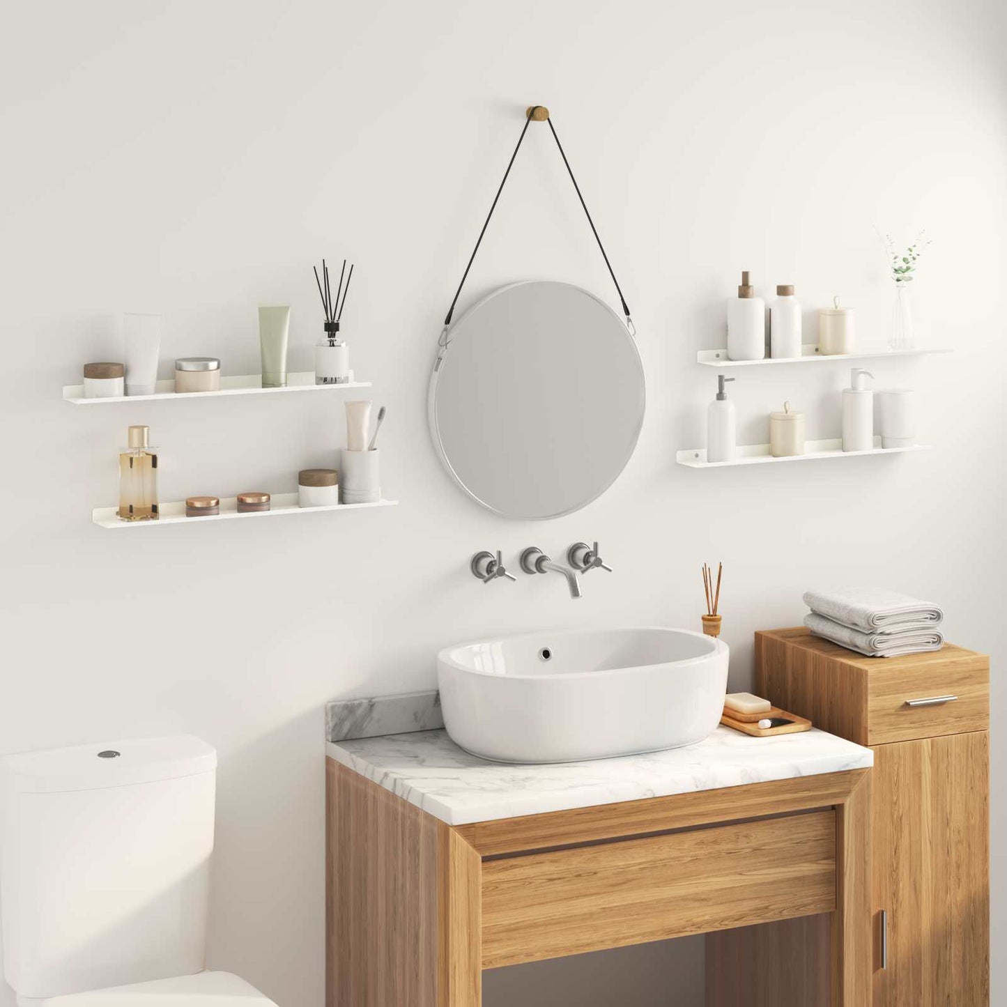 Schwebendes Regal Wandmontiert 4 pcs Weiß 60 x 9 x 2,5 cm Stahl