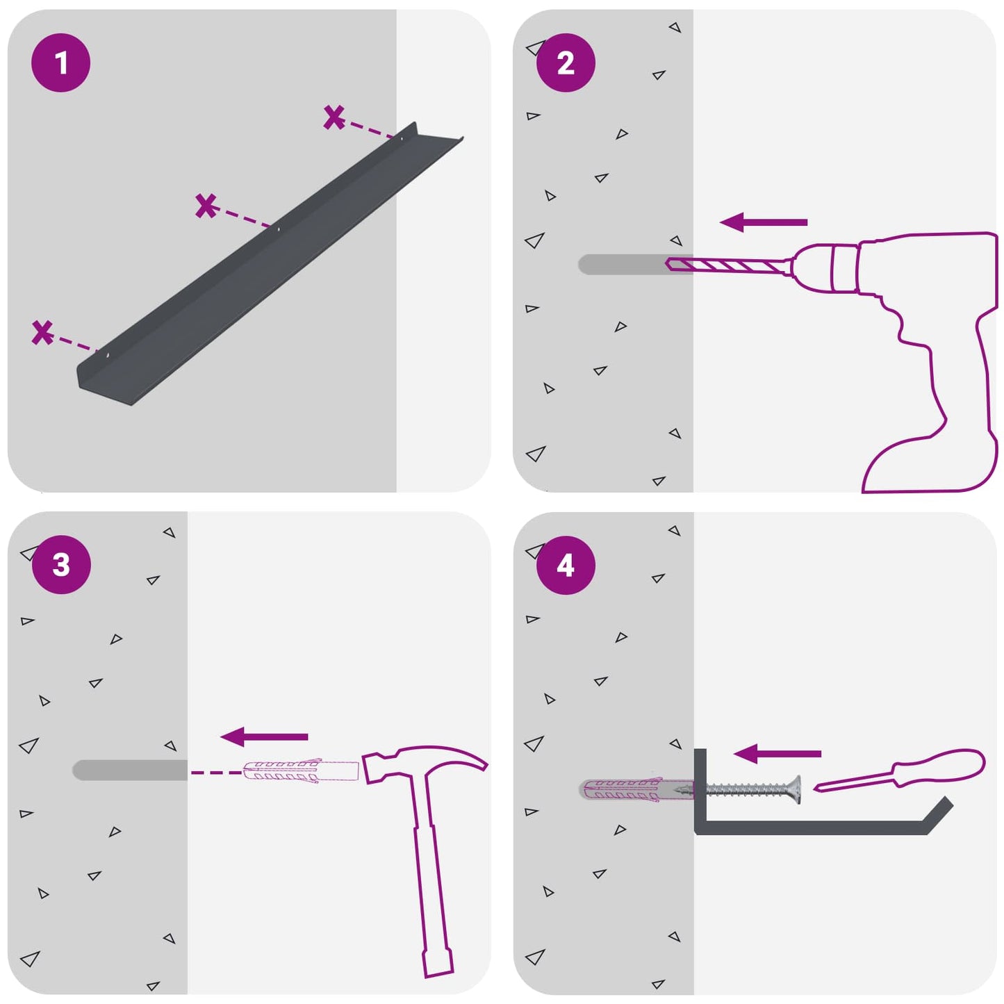 Schwebendes Regal 2 pcs Anthrazit 80 x 9 x 2,5 cm Stahl