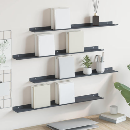 Schwebendes Regal 4 pcs Anthrazit 80 x 9 x 2,5 cm Stahl
