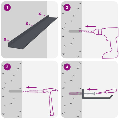 Schwebendes Regal 4 pcs Anthrazit 80 x 9 x 2,5 cm Stahl