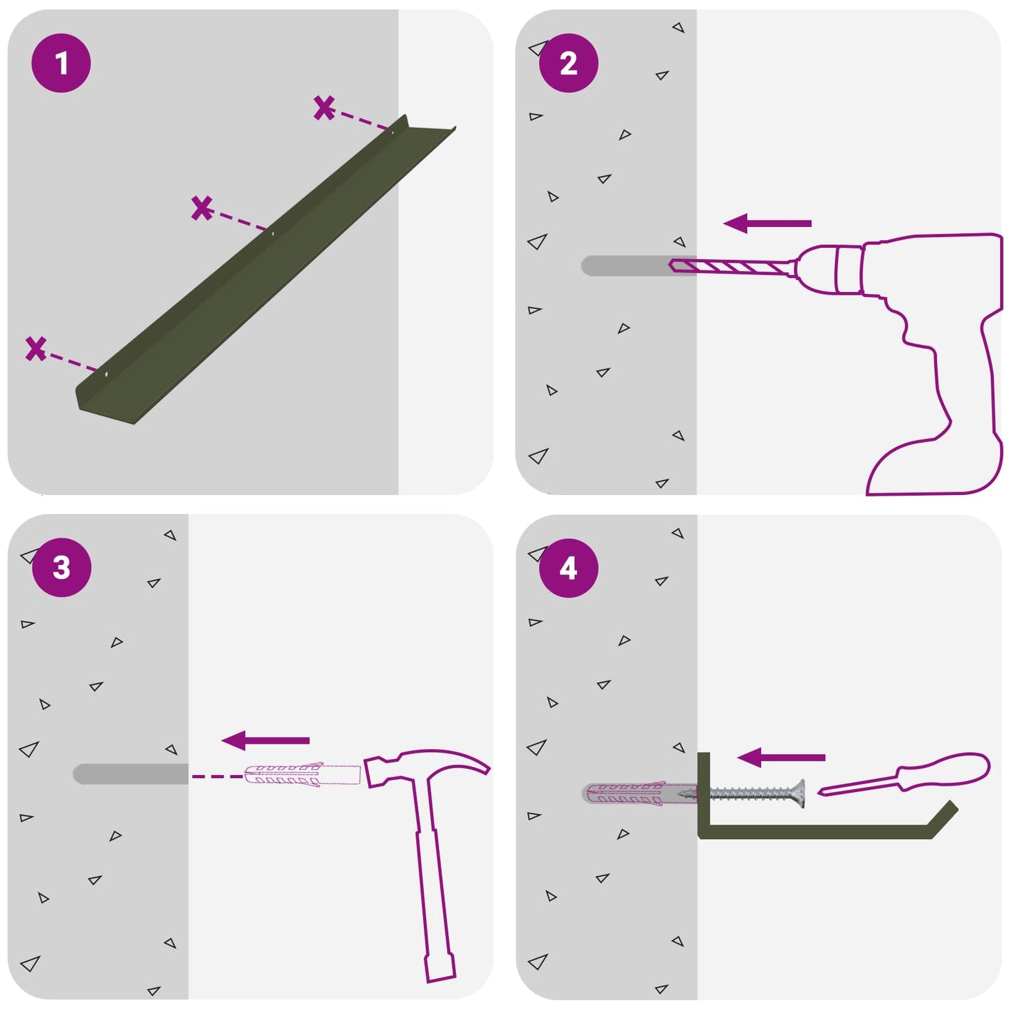 Schwebendes Regal 2 pcs Olive Grün 80 x 9 x 2,5 cm Stahl