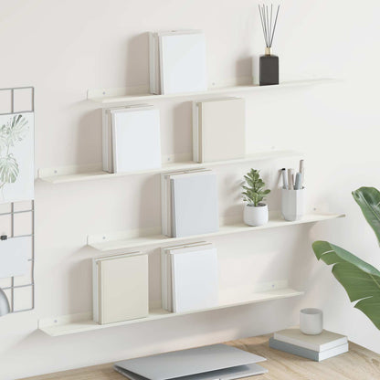 Schwebendes Regal Wandmontiert 4 pcs Weiß 80 x 9 x 2,5 cm Stahl