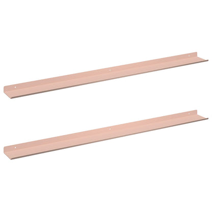 Schwebendes Regal 2 pcs Rosa 100 x 9 x 2,5 cm Stahl