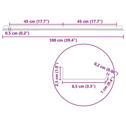 Schwebendes Regal 2 pcs Rosa 100 x 9 x 2,5 cm Stahl