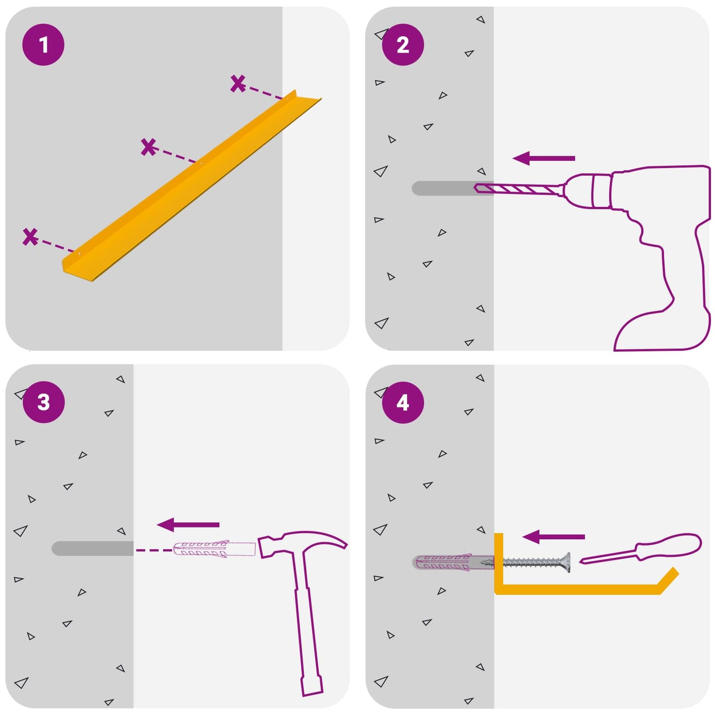 Schwebendes Regal 2 pcs Senfgelb 100 x 9 x 2,5 cm Stahl