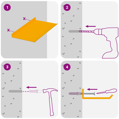 Schwebendes Regal 2 pcs Senfgelb 30 x 18 x 2,5 cm Stahl