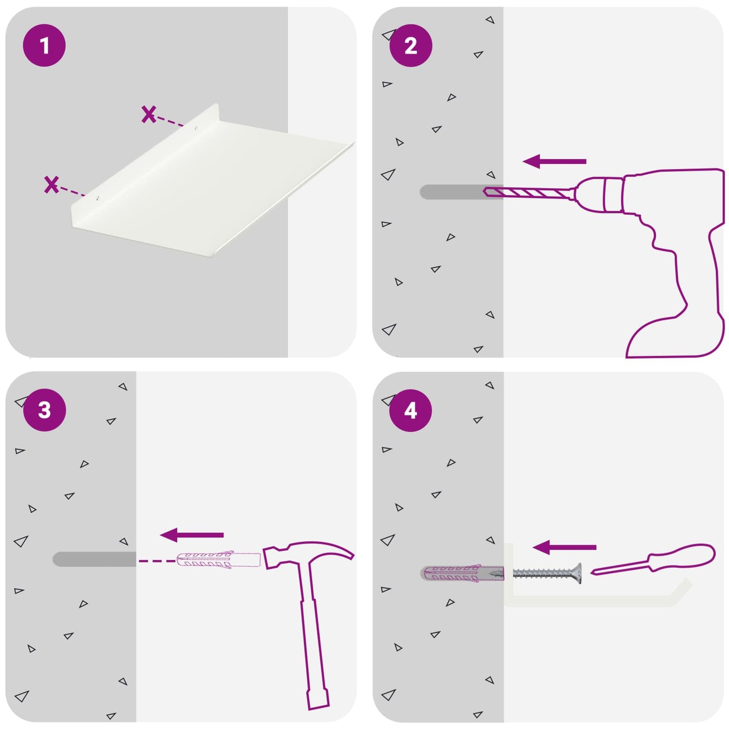 Schwebendes Regal 2 pcs Weiß 30 x 18 x 2,5 cm Stahl