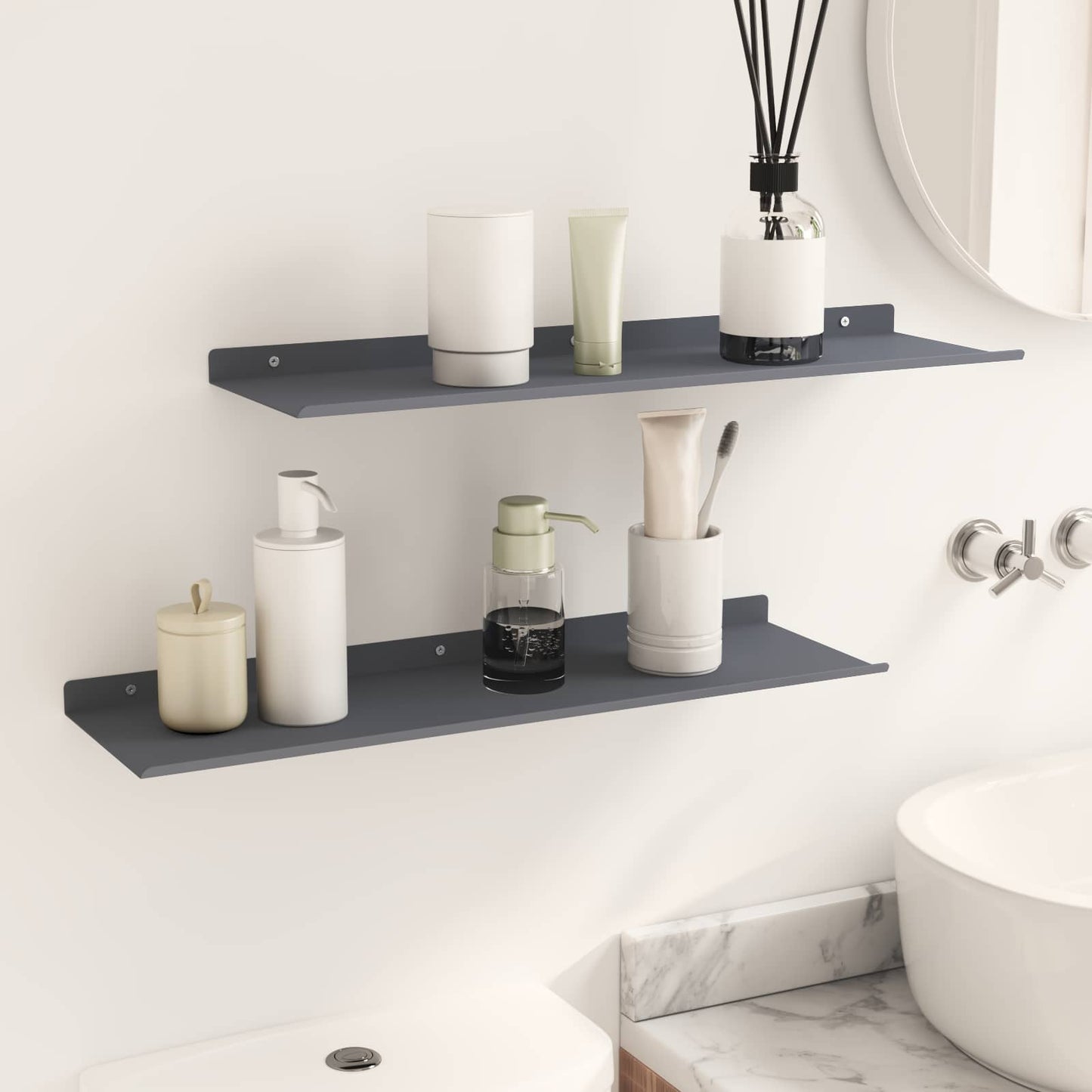 Schwebendes Regal 2 pcs Anthrazit 60 x 18 x 2,5 cm Stahl