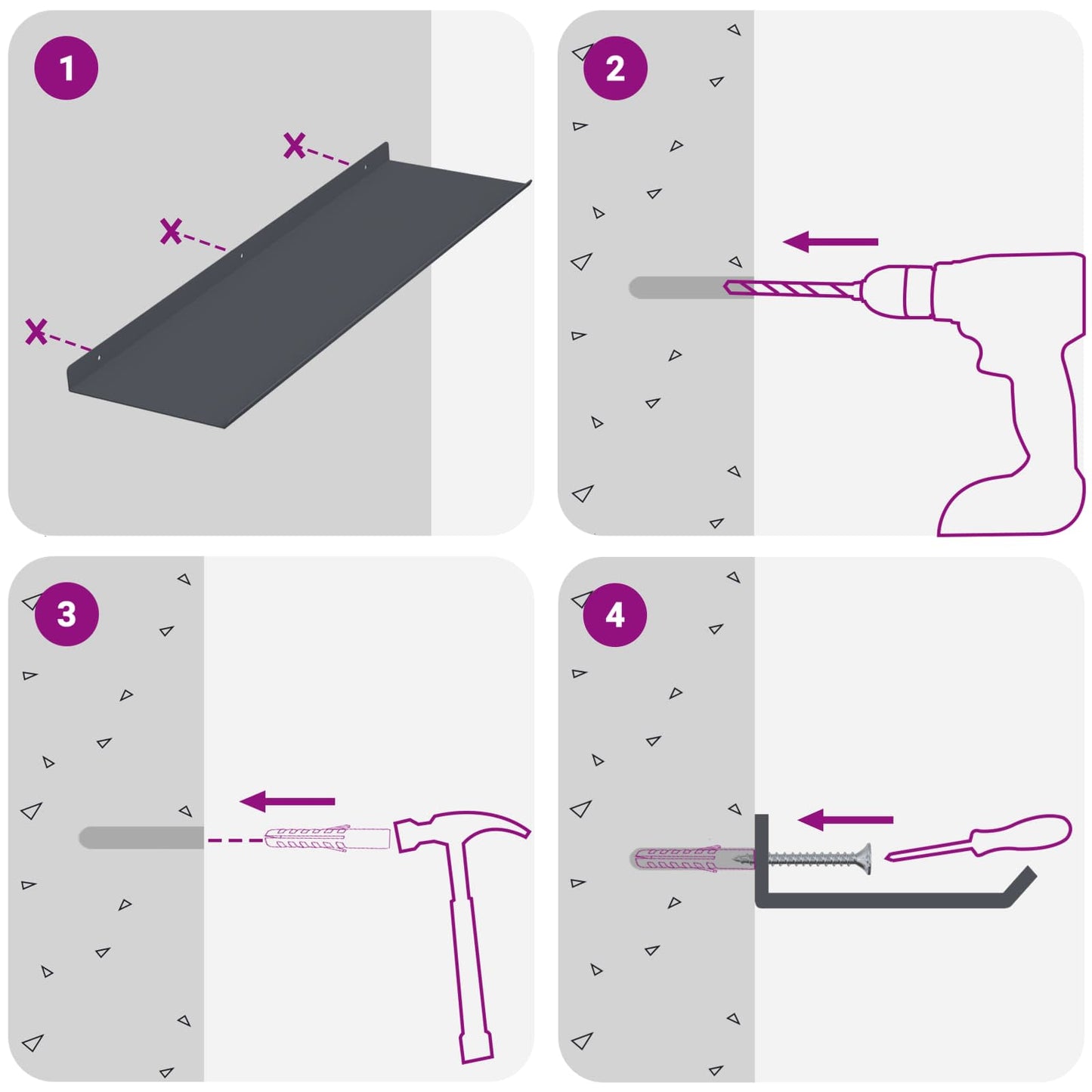 Schwebendes Regal 2 pcs Anthrazit 60 x 18 x 2,5 cm Stahl