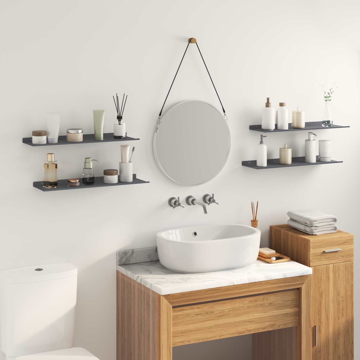 Schwebendes Regal 4 pcs Anthrazit 60 x 18 x 2,5 cm Stahl