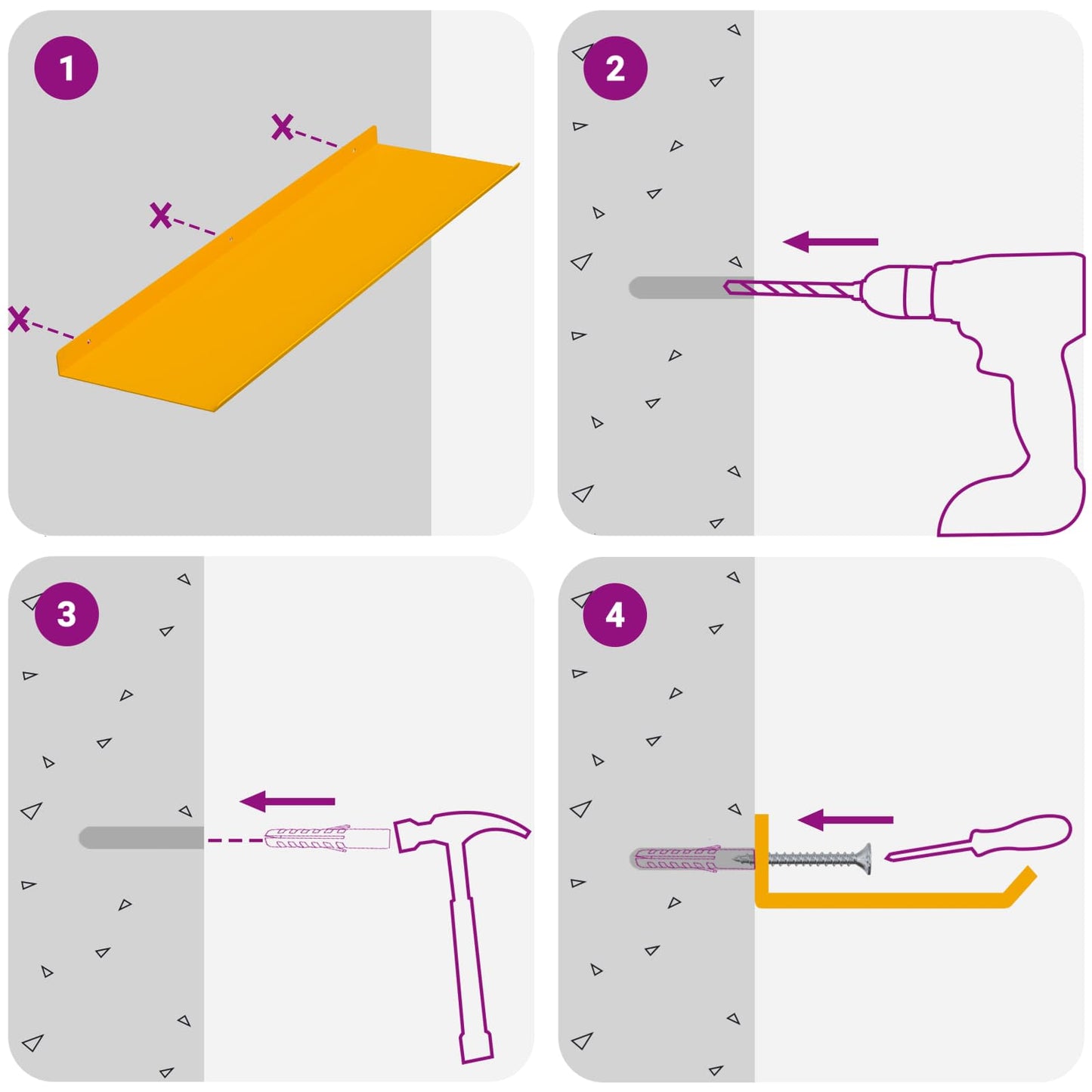 Schwebendes Regal 2 pcs Senfgelb 60 x 18 x 2,5 cm Stahl