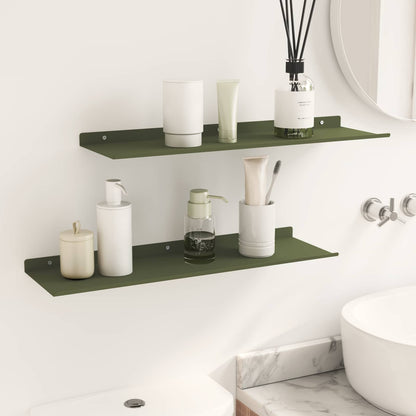 Schwebendes Regal 2 pcs Olive Grün 60 x 18 x 2,5 cm Stahl