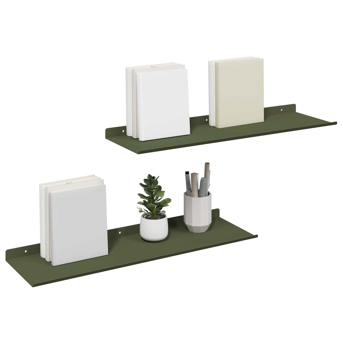 Schwebendes Regal 2 pcs Olive Grün 60 x 18 x 2,5 cm Stahl