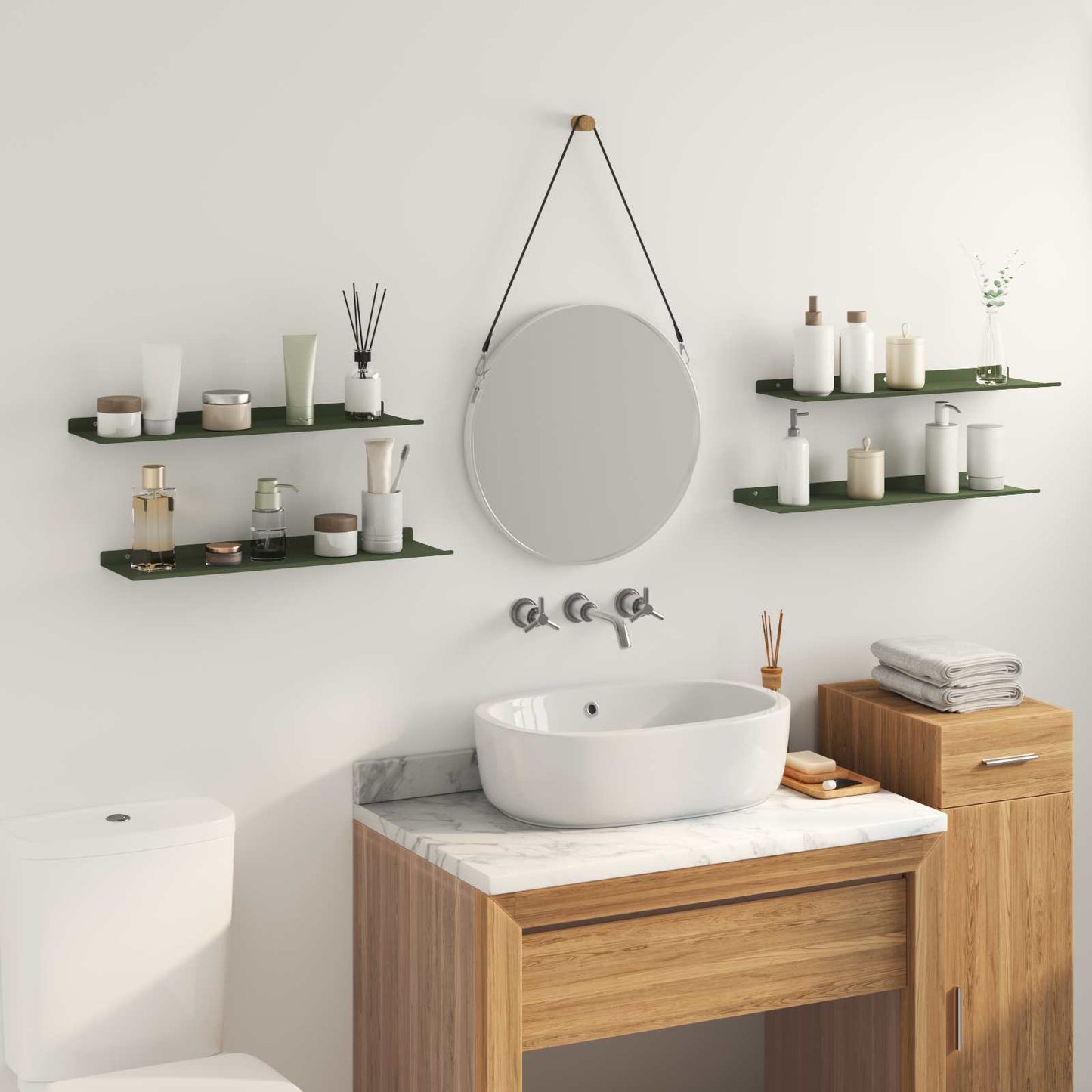 Schwebendes Regal 4 pcs Olive Grün 60 x 18 x 2,5 cm Stahl