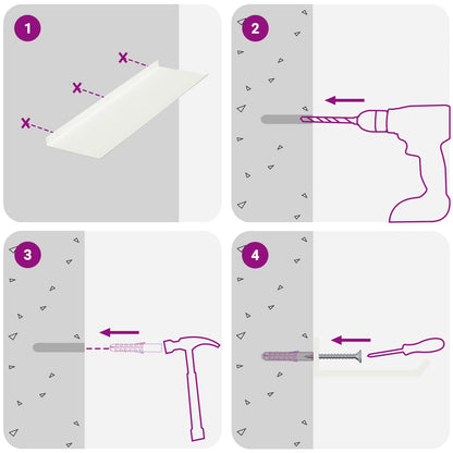 Schwebendes Regal 4 pcs Weiß 60 x 18 x 2,5 cm Stahl