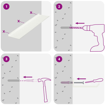 Schwebendes Regal 4 pcs Weiß 80 x 18 x 2,5 cm Stahl