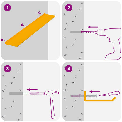 Schwebendes Regal 2 pcs Senfgelb 100 x 18 x 2,5 cm Stahl