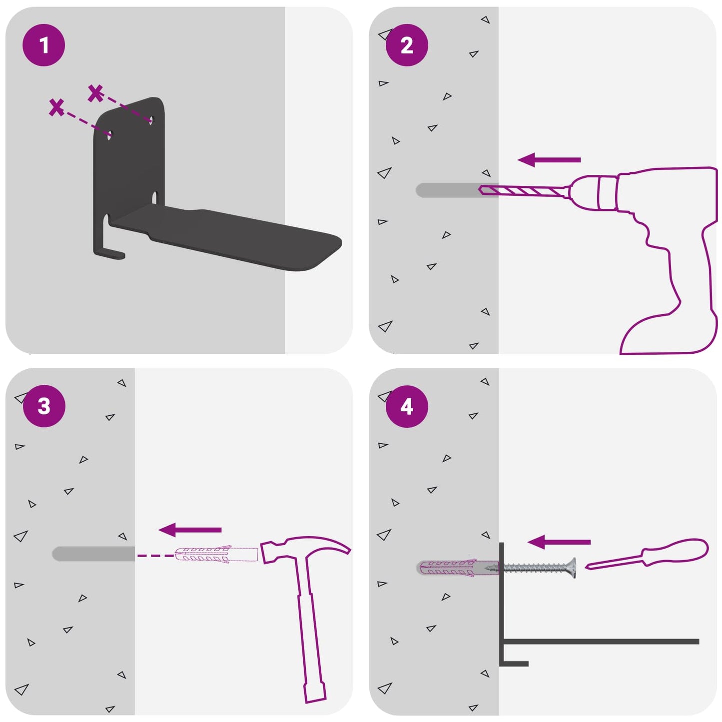 Wandregal mit Regal 4 pcs Schwarz 6 x 10,8 x 6,6 cm