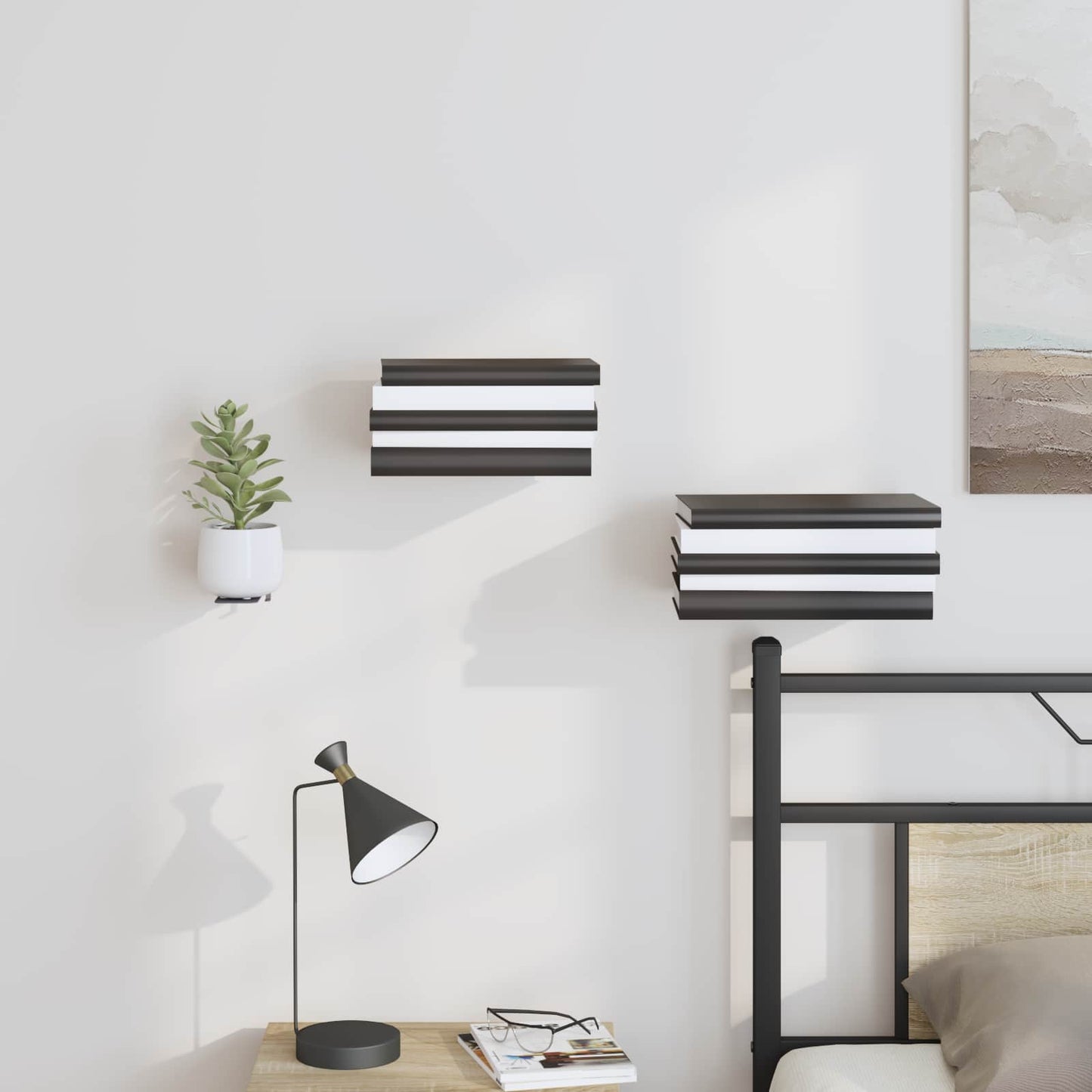 Wandregal mit Regal 4 pcs Schwarz 6 x 10,8 x 6,6 cm