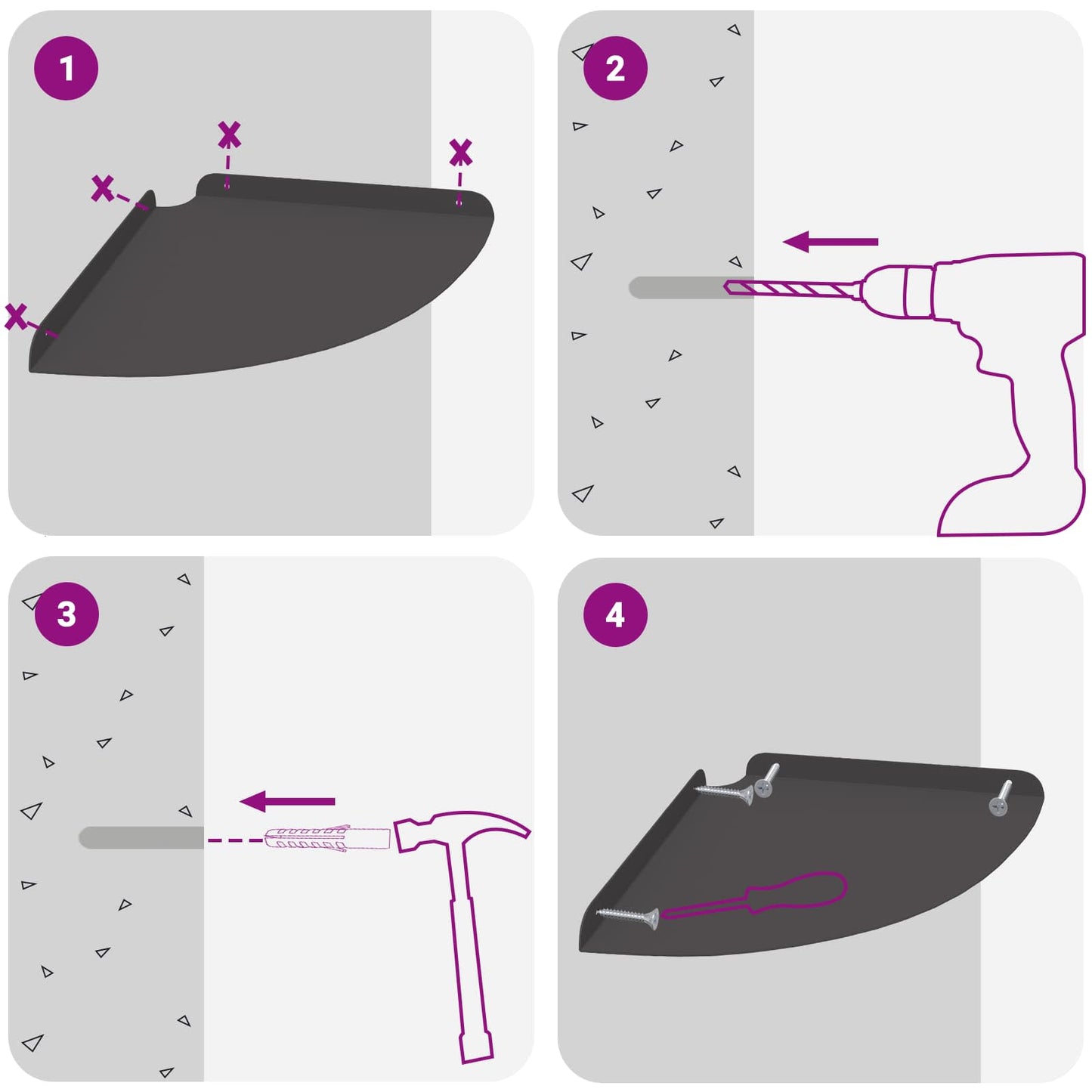 Wandregal mit Regal mit Speicher 2 pcs Schwarz 30 x 30 x 2 cm