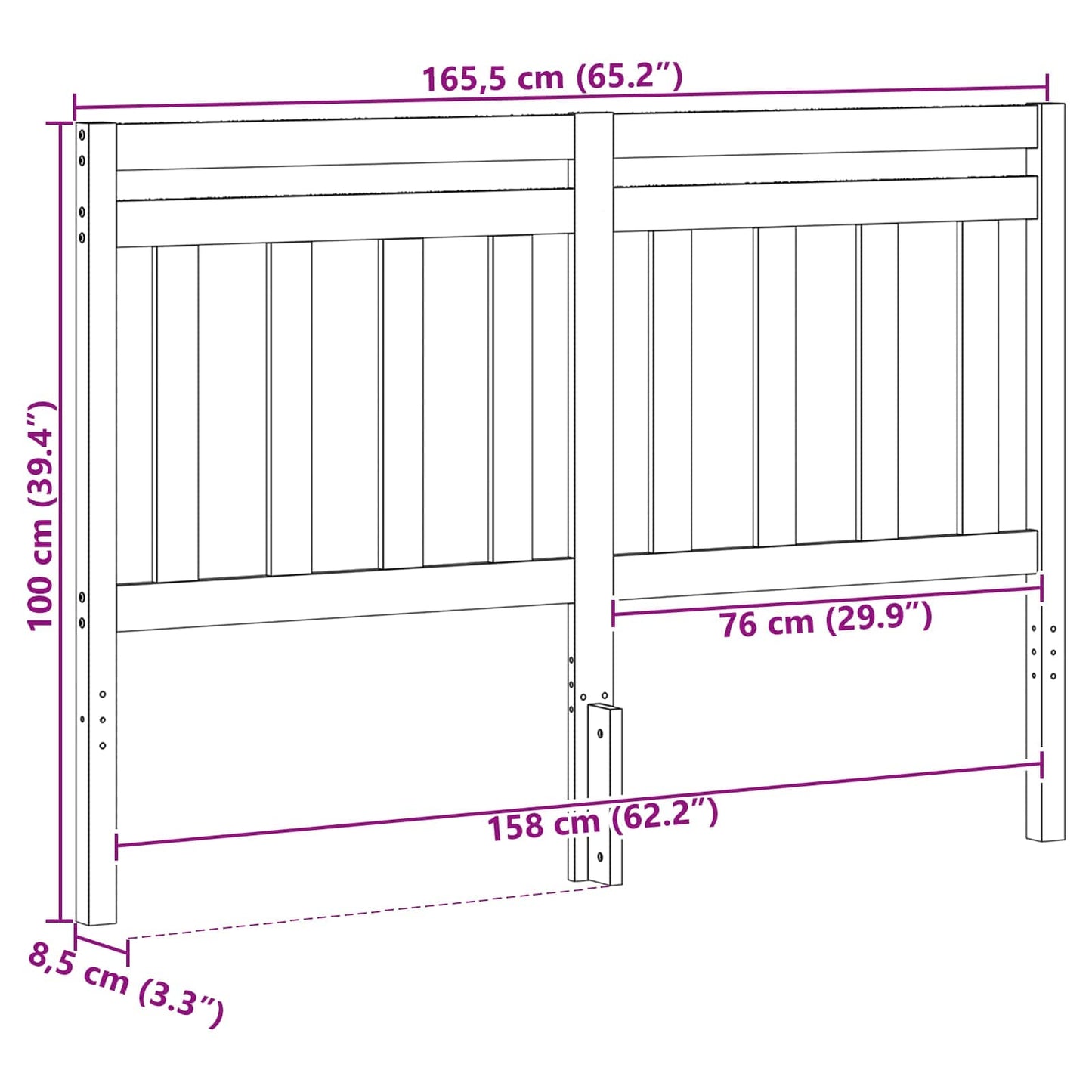 Kopfteil mit Kopfteil Wachsbraun 165,5 x 100 cm