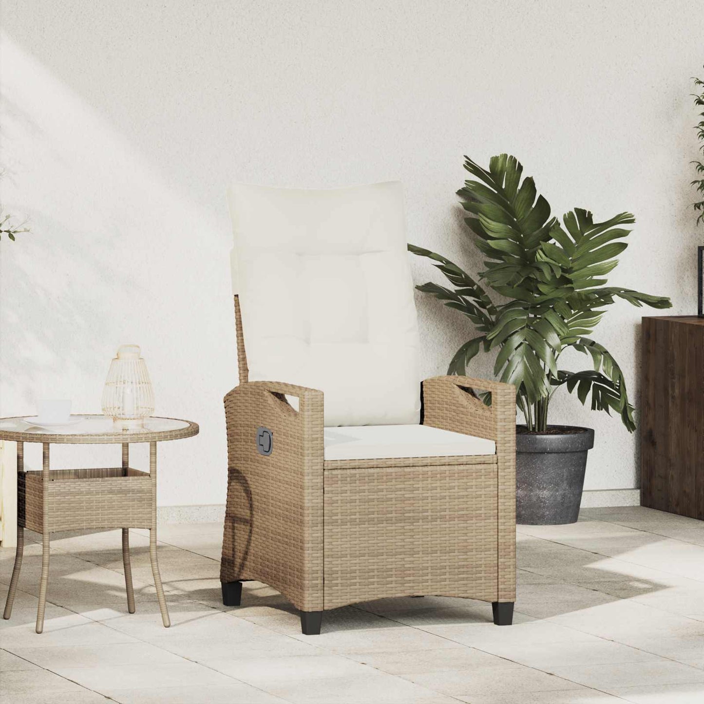 Verstellbarer Gartenstuhl Beige und Creme 56 x 60 x 112 cm