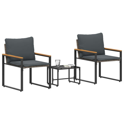 Möbelsets mit Kissen 3 pcs Grau und Dunkelgrau Rattan