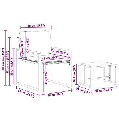 Möbelsets mit Kissen 3 pcs Grau und Dunkelgrau Rattan