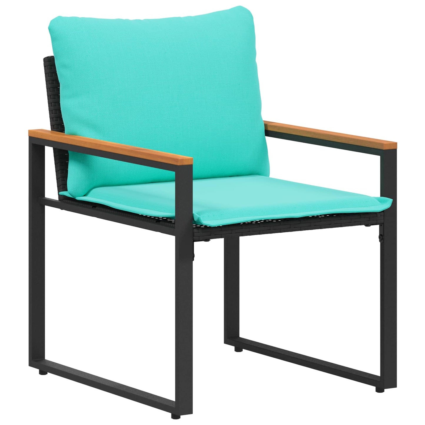 Möbelsets mit Kissen 3 pcs Schwarz und Türkis Rattan