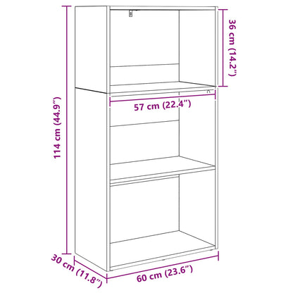 Bücherregal Schwarz Eichen-Optik 60 x 30 x 76.5 cm