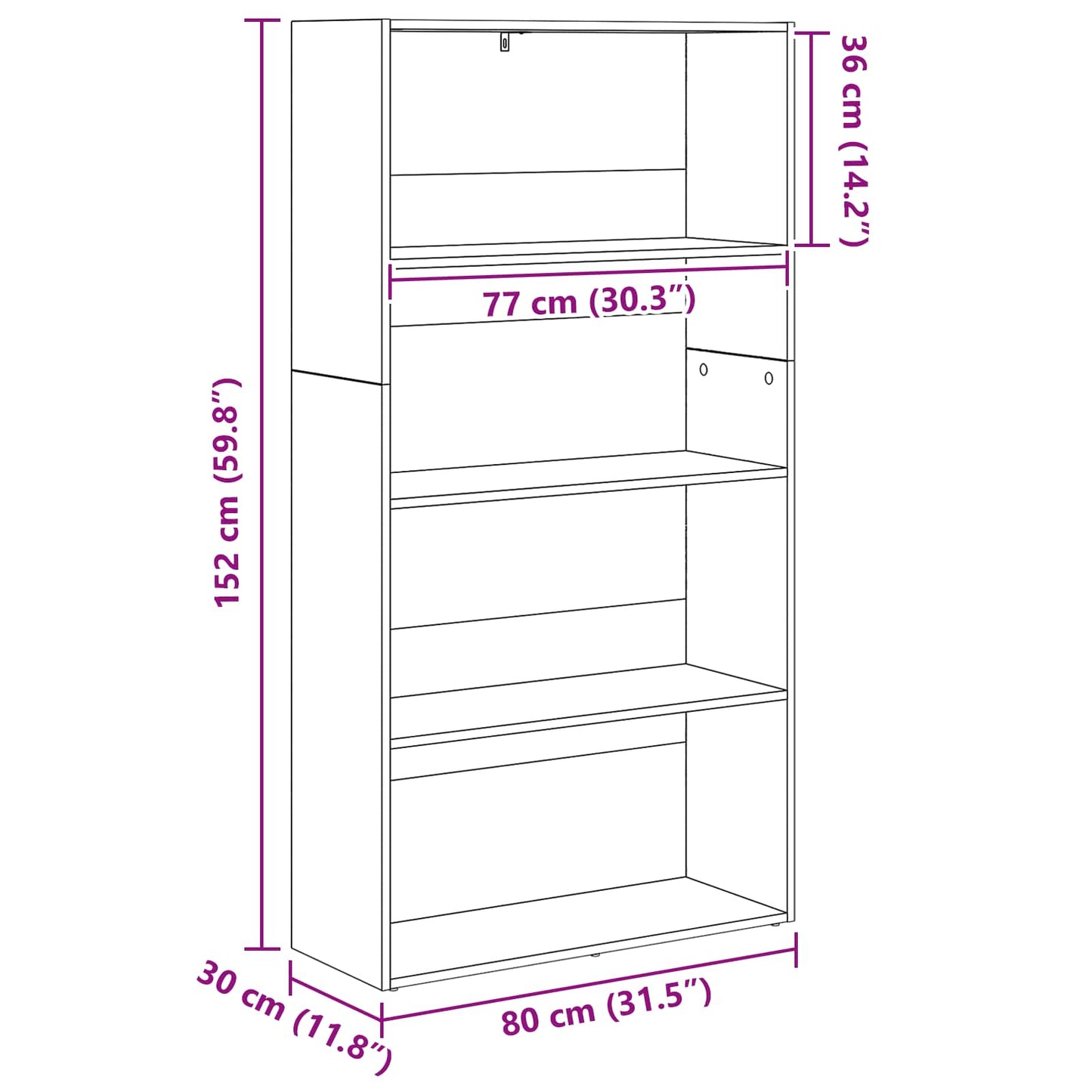Freistehender Stauraum Schwarz Eichen-Optik 80 x 30 x 152 cm