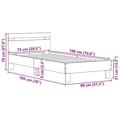 Bettrahmen Schwarz Eichen-Optik 75 x 190 cm Holzwerkstoff