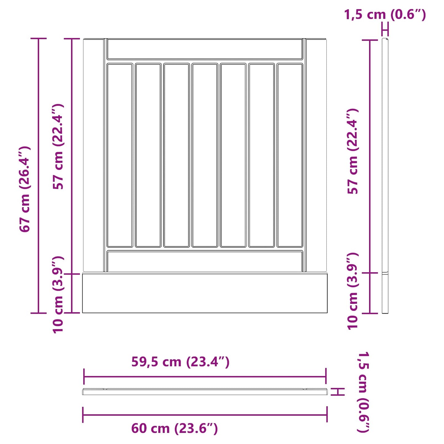 Küchenschrank Schwarz Eichen-Optik 60 x 1,5 x 67 cm
