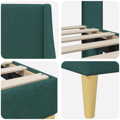 Bettrahmen mit Kopfteil Dunkelgrün 90 x 200 cm Stoff
