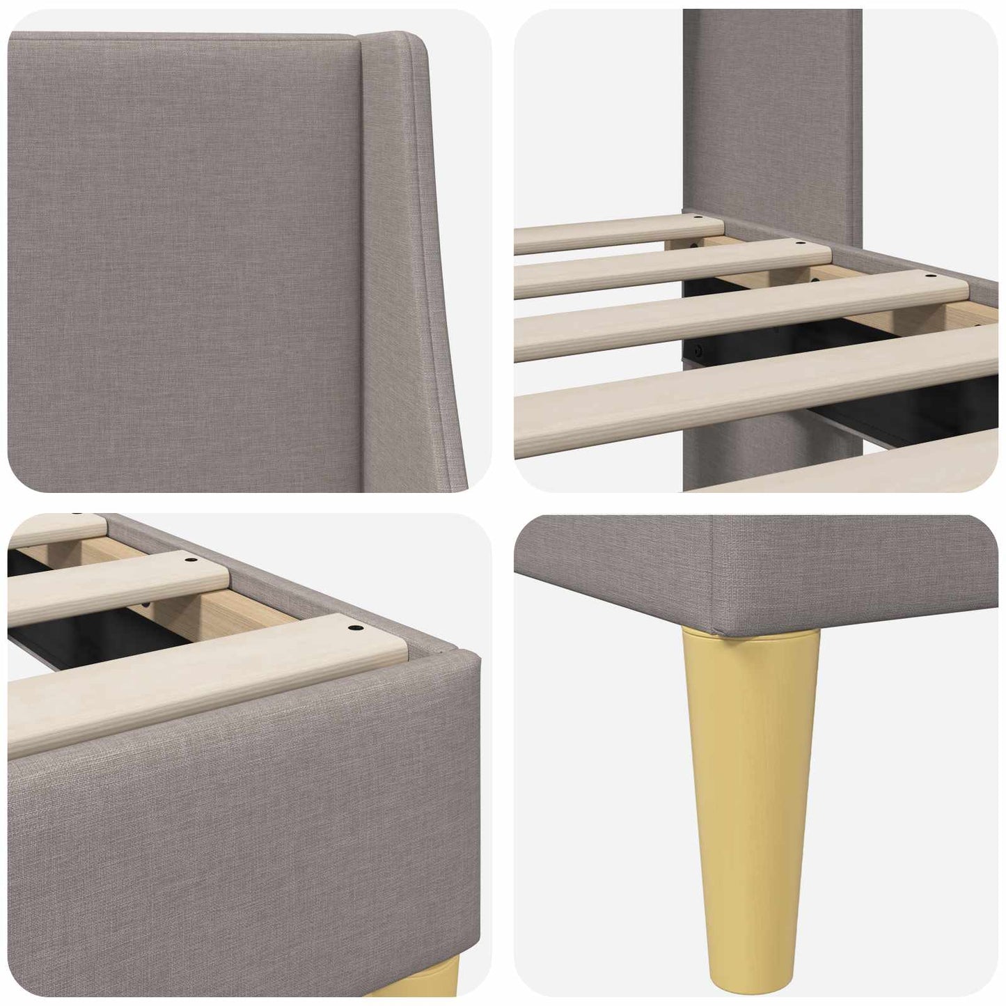 Bettrahmen mit Kopfteil Taupe 90 x 200 cm Stoff