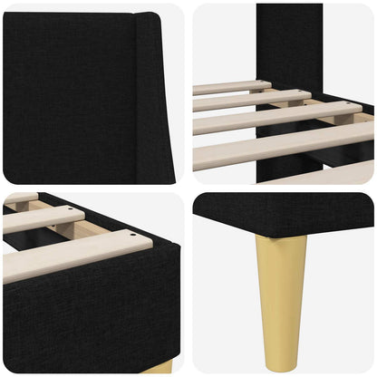 Bettrahmen mit Kopfteil Schwarz 100 x 200 cm Stoff