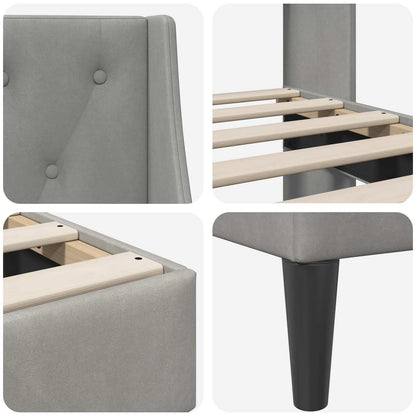 Bettrahmen mit Kopfteil Hellgrau 120 x 190 cm Samt