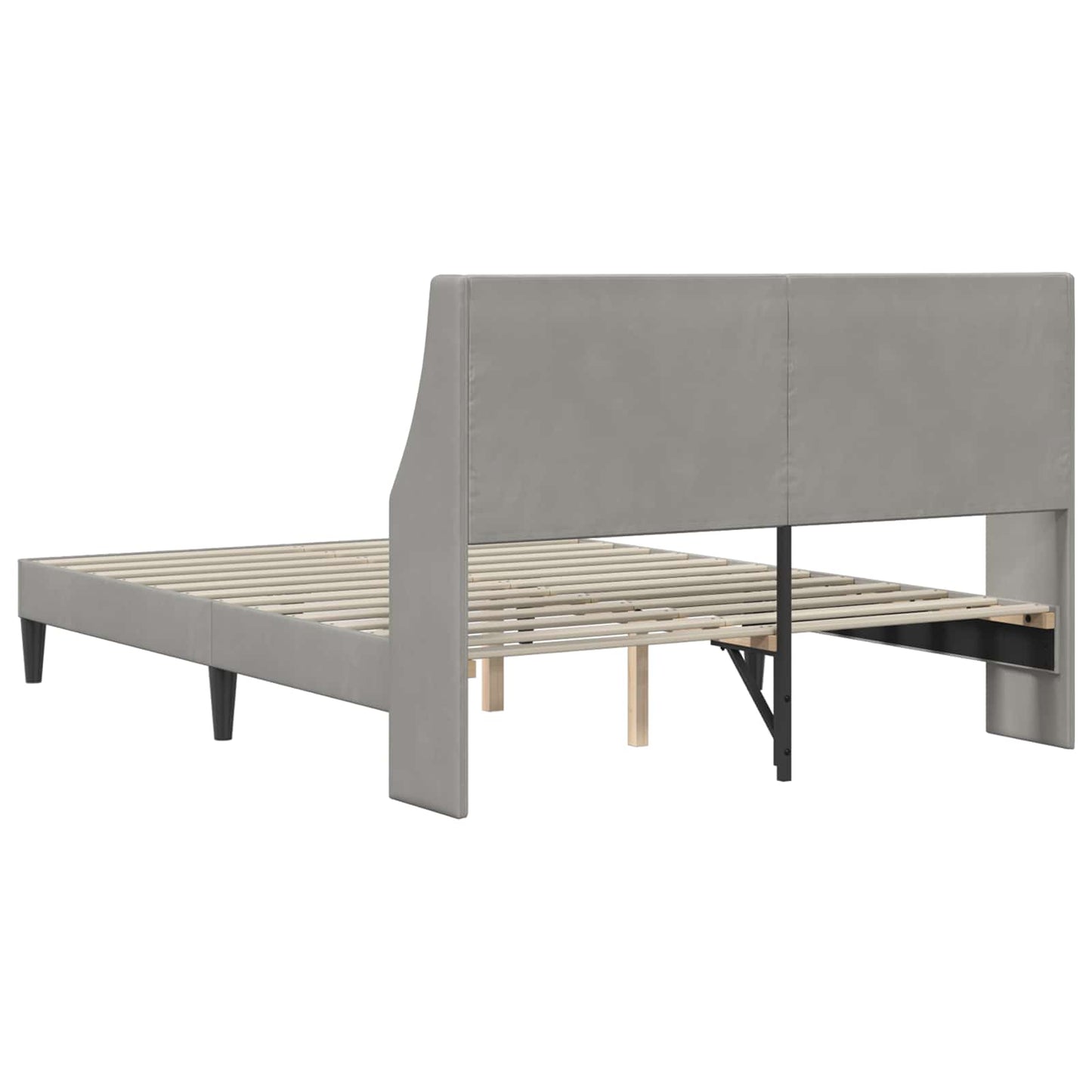 Bettrahmen mit Kopfteil Hellgrau 120 x 190 cm Samt