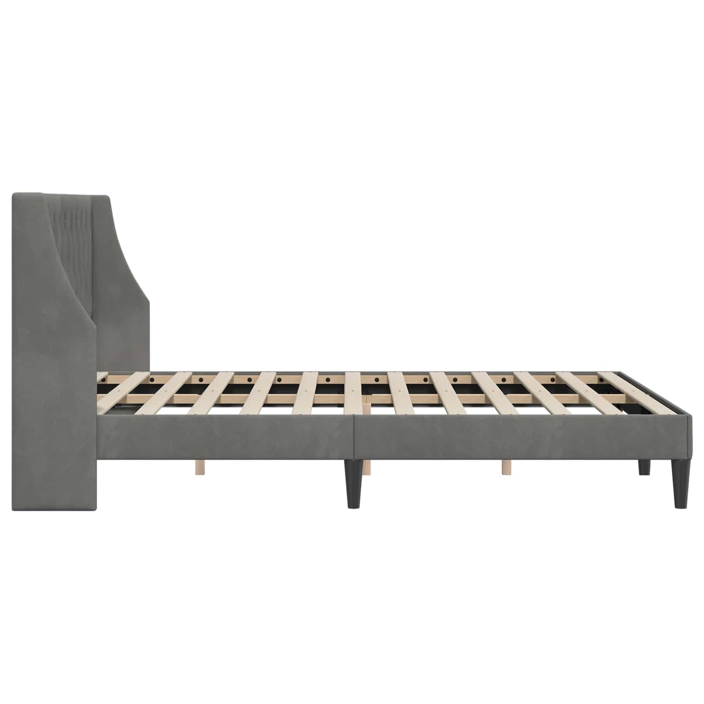 Bettrahmen mit Kopfteil Dunkelgrau 160 x 200 cm Samt