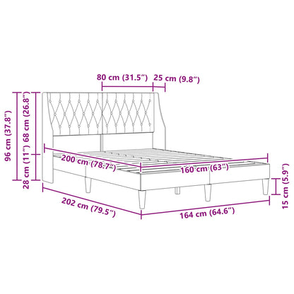Bettrahmen mit Kopfteil Blau 160 x 200 cm Samt